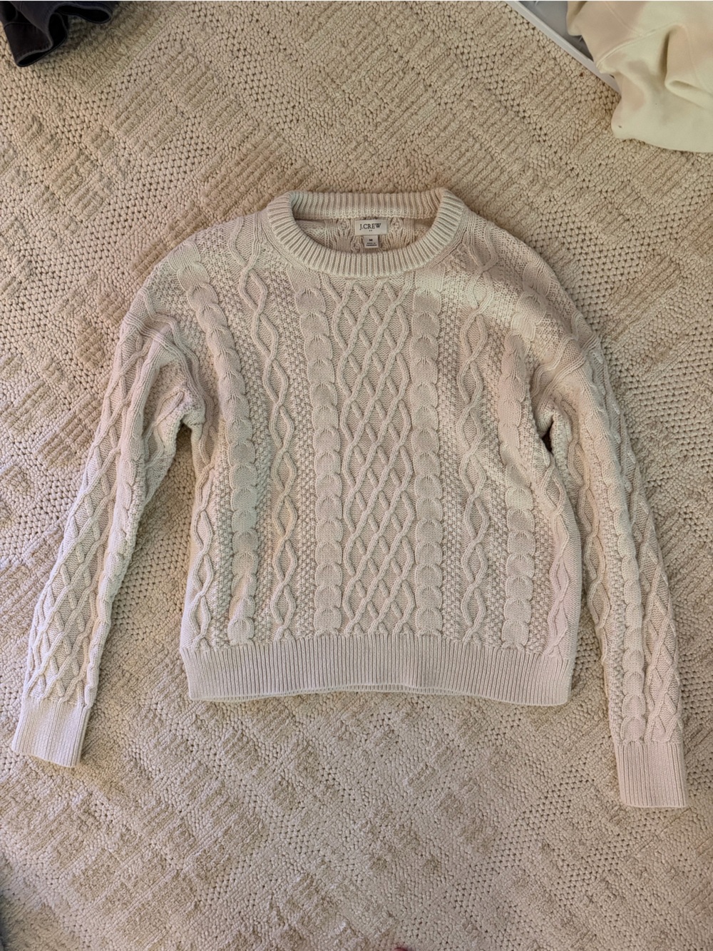 J. Crew Cream Cable-Knit Crewneck Sweater